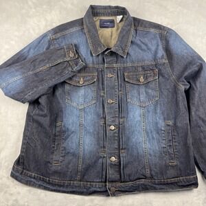 Kiabi Trucker‎ Type 3 Denim Jacket Distressed Dark Wash 100% Cotton Size 3XL